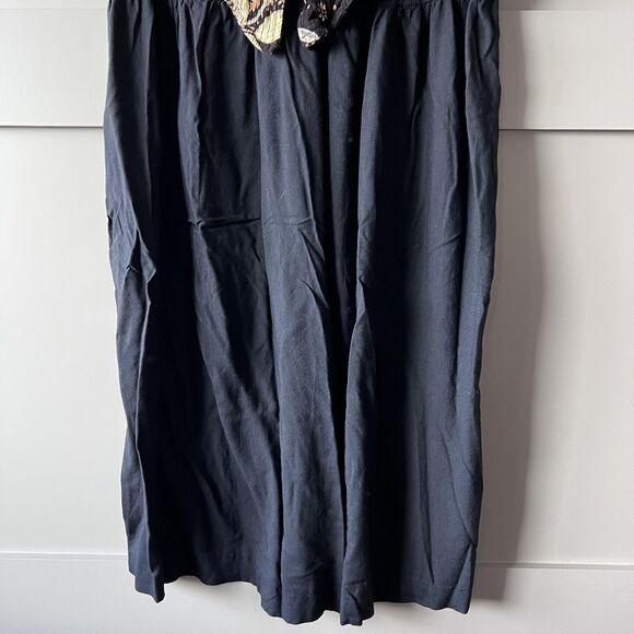 VINTAGE Sun Babies Hawaii Dress Womens Small Black Floral Patchwork Midi 90s - Picture 4 of 13